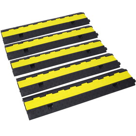 Cable Protector Ramp, 2 Channels Speed Bump Hump, Rubber Modular Speed Bump Rated 11000 LBS Load Capacity, Protective Wire Cord Ramp Driveway Rubber Traffic Speed Bumps Cable Protector,5 Packs