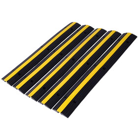 Cable Protector Ramp Rubber Speed Bumps 2 Pack of 1 Channel 6600lbs Load Capacity with 12 Bolts Spike for asphalt Concrete Gravel Driveway (1 Channel, 5 Pack) W465121319