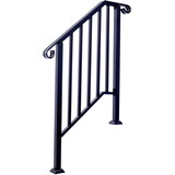 Handrails for Outdoor Steps, Fit 2 or 3 Steps Outdoor Stair Railing, Picket#2 Wrought Iron Handrail, Flexible Porch Railing, Black Transitional Handrails for Concrete Steps or Wooden Stairs W465124223