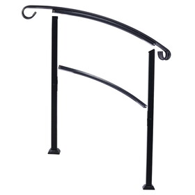 Handrails for Outdoor Steps, Fit 1 or 3 Steps Outdoor Stair Railing, White Wrought Iron Handrail, Flexible Front Porch Hand Rail, Transitional Handrails for Concrete Steps or Wooden Stairs W465124226