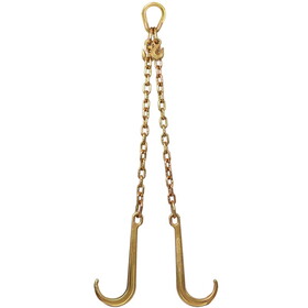 5/16"x2' G70 J Hook Tow Chain V Bridle with Large Shank J Hooks and Grab Hooks,Flatbed Truck Trailer Safety Tow Chain 4700 lbs Working Load Limit W465133705
