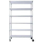 6 Tier 6000lbs Capacity NSF Metal Shelf Wire Shelving Unit, Heavy Duty Adjustable Storage Rack with Wheels & Shelf Liners for Commercial Grade Utility Steel Storage Rack, chrome- 84