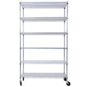 6 Tier 6000lbs Capacity NSF Metal Shelf Wire Shelving Unit, Heavy Duty Adjustable Storage Rack with Wheels & Shelf Liners for Commercial Grade Utility Steel Storage Rack, chrome- 84"H x 48"L x 20"D