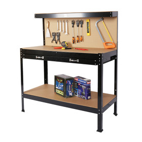 Steel Workbench Tool Storage Work Bench Workshop Tools Table w/Drawer and Peg Board 63" W46517479
