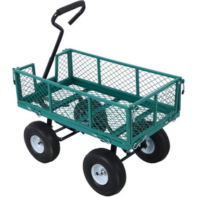 Steel Garden Cart, Steel Mesh Removable Sides, 3 cu ft, 550 lb Capacity, Green W46542634