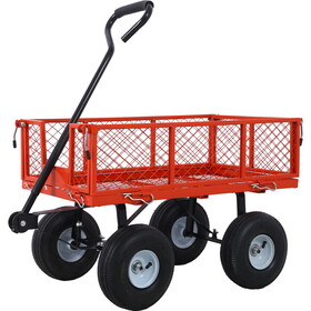 Steel Garden Cart, Steel Mesh Removable Sides, 3 cu ft, 550 lb Capacity, red W46542635