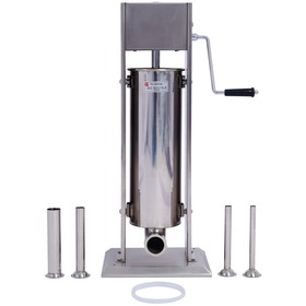 Stainless Steel Commercial Sausage Stuffer,Dual Speed Vertical Sausage Maker 7LB/3, Meat Filler with 4 Stuffing Tubes W46557790