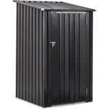 Outdoor Storage Shed, 3 x 3 FT Metal Steel Garden Shed with Single Lockable Door, Small Shed Outdoor Steel Utility Tool Shed for Backyard Patio Garden Lawn W46560070