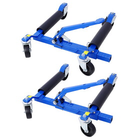 Set of (2) Wheel Dolly Car Skates Vehicle Positioning Hydraulic Tire Jack Ratcheting Foot Pedal Lift Hydraulic Car Wheel Dolly, 1,500lbs blue W46560256