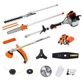 8 in 1 Multi-Functional Trimming Tool, 56CC 2-Cycle Garden Tool System with Gas Pole Saw, Hedge Trimmer, Grass Trimmer, and Brush Cutter EPA Compliant W46561889