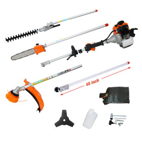 5 in 1 Multi-Functional Trimming Tool, 56CC 2-Cycle Garden Tool System with Gas Pole Saw, Hedge Trimmer, Grass Trimmer, and Brush Cutter EPA Compliant W46561890