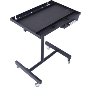Adjustable Tear Down Work Table with Drawer for Garages, Repair Shops, and DIY, Portable, (4) 2.5" Swivel Casters, 220 Pound Capacity, Rubber Corners, Heavy Duty Steel,black W46565405
