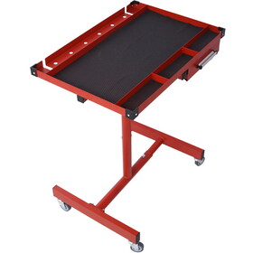 Adjustable Tear Down Work Table with Drawer for Garages, Repair Shops, and DIY, Portable, (4) 2.5" Swivel Casters, 220 Pound Capacity, Rubber Corners, Heavy Duty Steel,red W46565407