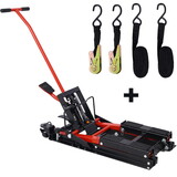 Hydraulic Motorcycle Lift Jack, 1500 LBS Capacity ATV Scissor Lift Jack, Portable Motorcycle Lift Table with 4 Wheels, Hydraulic Foot-Operated Hoist Stand for Motorcycle ATV UTV with tie down