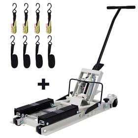 Hydraulic Motorcycle Lift Jack, 1500 LBS Capacity ATV Scissor Lift Jack, Portable Motorcycle Lift Table with 4 Wheels, Hydraulic Foot-Operated Hoist Stand with 2xtie down gray W46566964