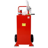 30 Gallon Gas Caddy with Wheels, Fuel Transfer Tank Gasoline Diesel Can Reversible Rotary Hand Siphon Pump, Fuel Storage Tank for Automobiles ATV Car Mowers Tractors Boat Motorcycle(Red) W46568159