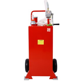 30 Gallon Gas Caddy with Wheels, Fuel Transfer Tank Gasoline Diesel Can Reversible Rotary Hand Siphon Pump, Fuel Storage Tank for Automobiles ATV Car Mowers Tractors Boat Motorcycle(Red) W46568159