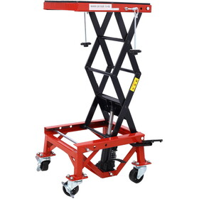300 lbs Hydraulic Motorcycle Scissor Jack Lift Foot Step Wheels for Small Dirt Bikes,red color W46577206