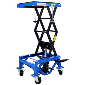 300 lbs Hydraulic Motorcycle Scissor Jack Lift Foot Step Wheels for Small Dirt Bikes,blue color W46577207
