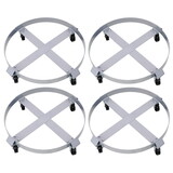 4pcs Drum Dolly for 55 Gallon Drums,Barrel Dolly with 4 Swivel Caster Wheels,Heavy Duty Steel Frame Drum Cart with Brake for Workshops, Factories, Warehouses W46577449