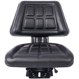 Tractor Seat w/ Backrest Black Slide Track Steel/PVC Compact Mower W46577687