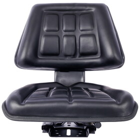 Tractor Seat w/ Backrest Black Slide Track Steel/PVC Compact Mower W46577688