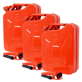 20 Liter (5 Gallon) Jerry Fuel Can with Flexible Spout, Portable Jerry Cans Fuel Tank Steel Fuel Can, Fuels Gasoline Cars, Trucks, Equipment, RED 3pcs/set W46591768