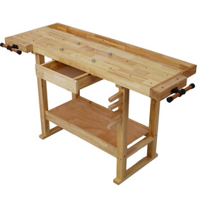 55-inch Wood Workbench - Wooden Workbench for Garage Workshop and Home W46594605