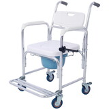 4 in 1 Bedside Commode Chair, Transport Shower Wheelchair Toilet Rolling Transport Chair with 4 Brakes Casters,Tissue Holder,Crutch Holder for Elderly Injured and Disabled W465P143535