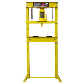 Hydraulic Shop Press,12-Ton Capacity, Floor Mount,with Press Plates, H-Frame Garage Floor Press, Adjustable Working Table Height,yellow P-W46566967