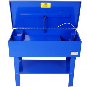 40 Gallon Parts Washer 24 Gallon Solvent Capacity 5 Gallon Per Minute Max Pump Output Heavy Duty Steel Powder Coated blue
