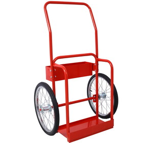 Large Dual Oxygen Tank Cart Dolly Double Cylinder Cart, Full Range, High Rail, with Lifting Eye and Firewall, 20" pneumatic Wheels Includes two fastening belts