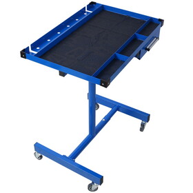 Adjustable Tear Down Work Table with Drawer for Garages, Repair Shops, and DIY, Portable, (4) 2.5" Swivel Casters, 220 Pound Capacity, Rubber Corners, Heavy Duty Steel,blue