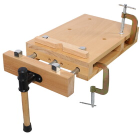 Woodworking Bench Vise Portable Hard Wood Workbench with 2 G-Type Fixing Clips, 4 Limit Blocks, Quick-Release Handle, Work Benches for Wood Processing W465P210780