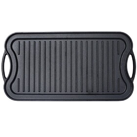 Pre-Seasoned Cast Iron Reversible Rectangular Grill/Griddle, Black,20inch x 10inch W465P236467