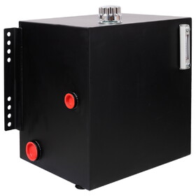 25 Gallon 12 Gauge Steel Hydraulic Fluid Reservoir Tank with Inlet 2" FNPT and Outlet 1-1/4" FNPT,Side Vertical-Mount, with Temp and Sight gauge, Black Color W465P252539