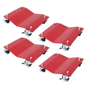 4PACK 2500lbs Capacity Professional Steel Vehicle Dollies,Heavy Duty Wheel Dolly,Car Dolly,Steel Tire Skates with Brakes,RED W465P262028