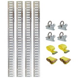 12PCS E Track Tie-Down Rail Kit, Trucks, Vans, Garages, Trailer Tie Down System,4 Pack 5ft Horizontal E-Track, 4 Pack Steel O-Ring Anchors,4 Pack Rope Tie Offs, 2 Pack Ratchet Straps