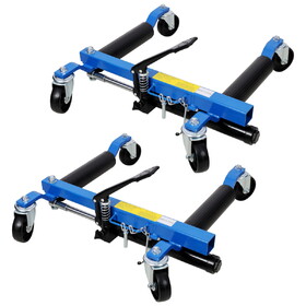 Car Dolly Set of 2,Wheel Dolly Car Skates Vehicle Positioning Hydraulic Tire Jack with Foot Pedal Lift Hydraulic Car Wheel Dolly, 1,500lbs blue W465P265012