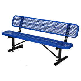6 ft. Outdoor Steel Bench with Backrest BLUE W465S00009