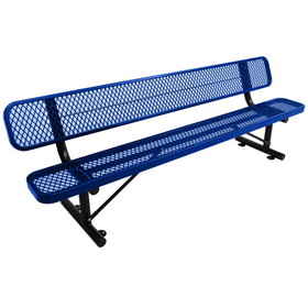 8 ft. Outdoor Steel Bench with Backrest BLue W465S00011
