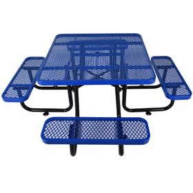 Square Outdoor Steel Picnic Table 46" blue,with umbrella pole W465S00013