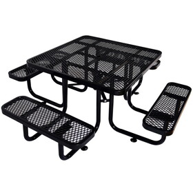 Square Outdoor Steel Picnic Table 46" black,with umbrella pole W465S00014