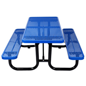 6 ft. Rectangular Outdoor Steel Picnic Table,BLUE,with umbrella pole W465S00017
