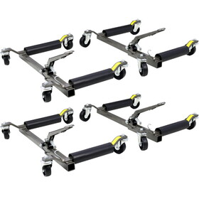 Set of (4) Wheel Dolly Car Skates Vehicle Positioning Hydraulic Tire Jack Ratcheting Foot Pedal Lift Hydraulic Car Wheel Dolly, 1,500lbs W465S00027