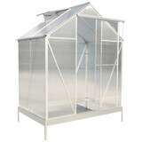 6.3'*4.2'*7' Polycarbonate Greenhouse, Heavy Duty Outdoor Aluminum Walk-in Green House Kit with Rain Gutter, Vent and Door for Backyard Garden, color aluminium W465S00068