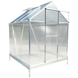 6.3'*6.2'*7' 6.3'*4.2'*7' Polycarbonate Greenhouse, Heavy Duty Outdoor Aluminum Walk-in Green House Kit with Rain Gutter, Vent and Door for Backyard Garden, color aluminium W465S00069