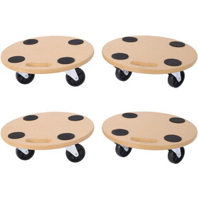 Furniture Moving Dolly, Heavy Duty Wood Rolling Mover with Wheels for Piano Couch Fridge Heavy Items, Securely Holds 500 lbs (4pcs 15" Round Platform)