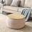 Round Storage Ottoman, 2 in 1 Function, Work as End table and Ottoman, Pink (25.5"x25.5"x14.5") W487106577