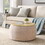 Round Storage Ottoman, 2 in 1 Function, Work as End table and Ottoman, Pink (25.5"x25.5"x14.5") W487106577